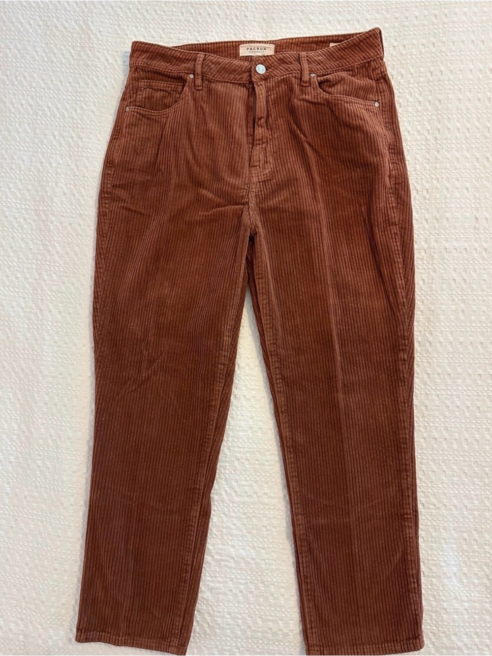 PacSun Rust Orange Corduroy Mom Jeans High Rise Straight Leg - Size 30